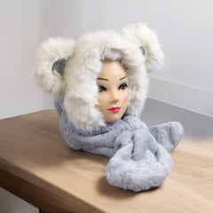Soft Plush Hat w/ scarf (Panda)-5