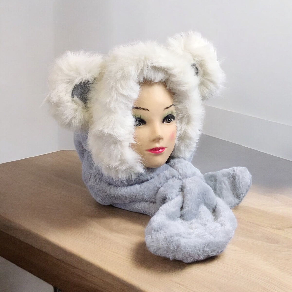 Soft Plush Hat w/ scarf (Panda)-5