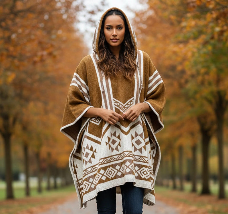 Brown Pure Llama wool Ponchos-3