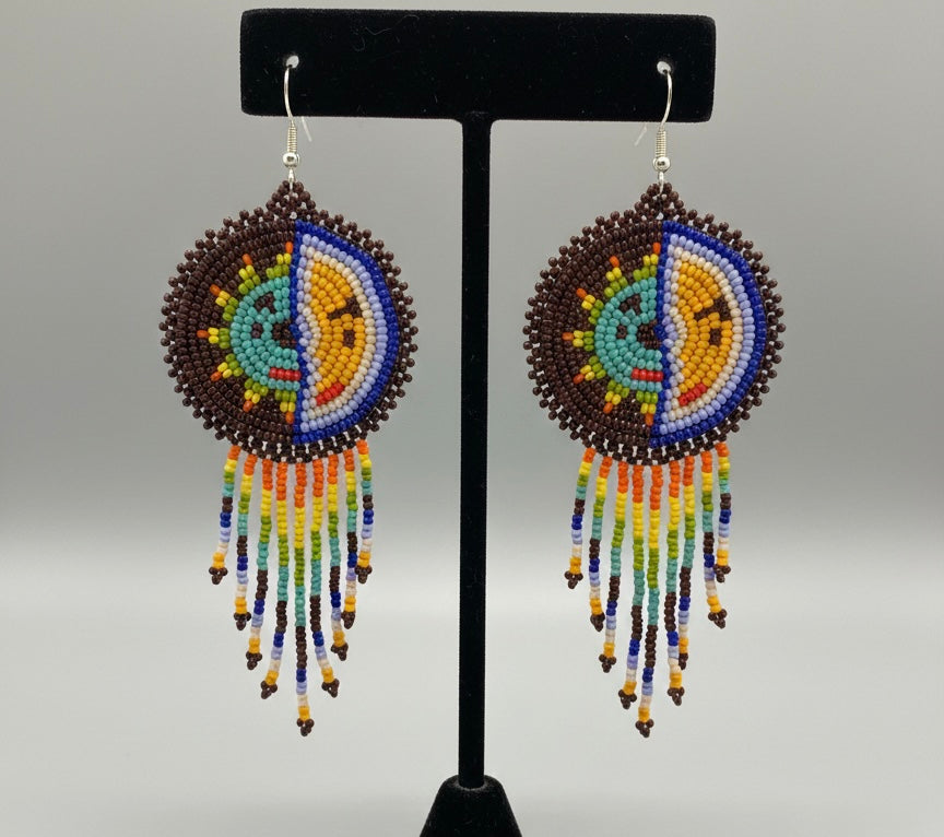 Brown Sun & Moon Beaded Fringe-2