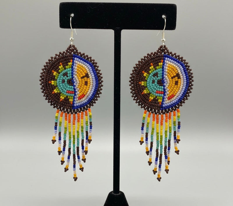 Brown Sun & Moon Beaded Fringe-2