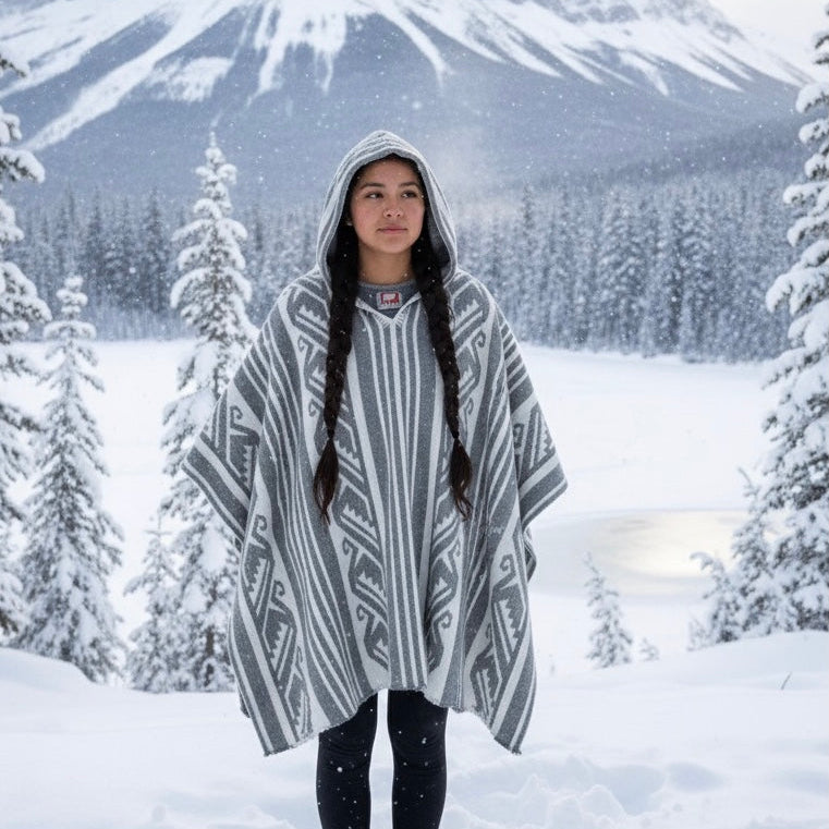 Grey Pure Llama wool Ponchos-1