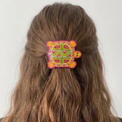 Beaded turtle Barrette Yellow accent-5