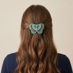 Turquoise Butterfly Beaded Barrette-1
