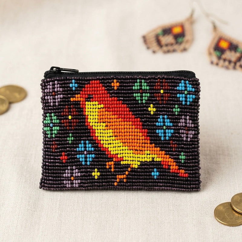 Bird Beaded coin purse-2