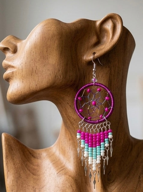 Magenta /celeste Dreamcatcher Dangles-1