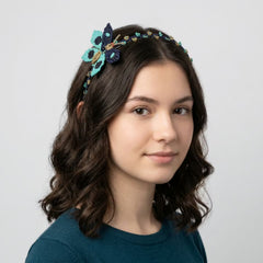 Beaded Headband with Butterfly Turquoise-6