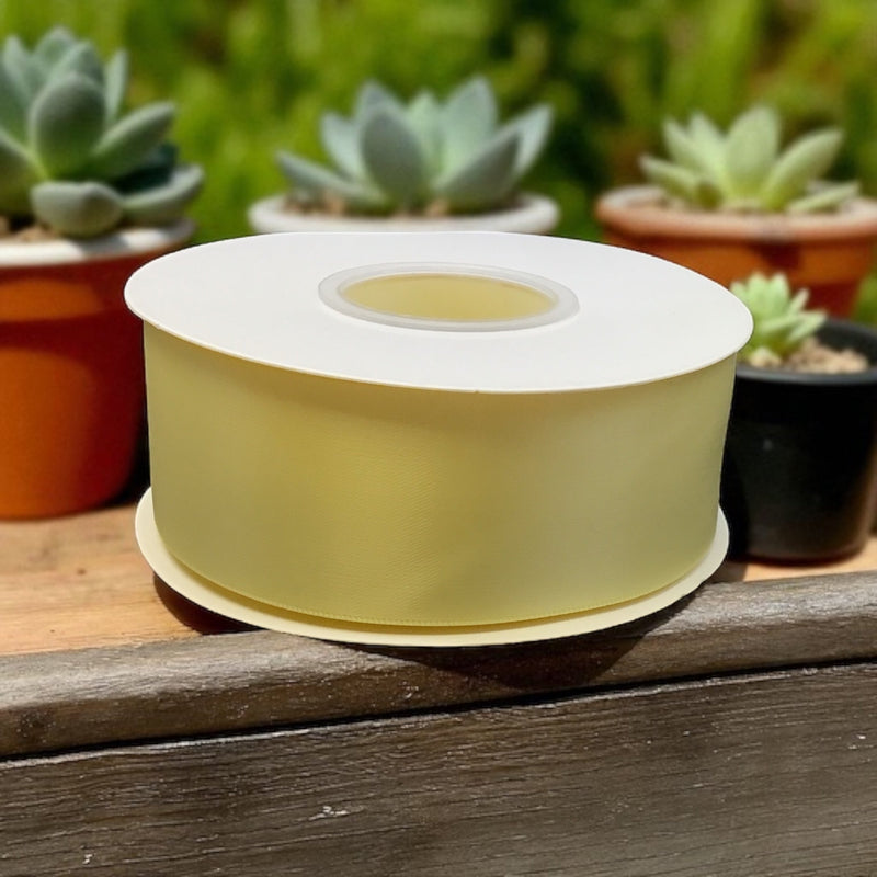 Satin Ribbon Double Face Lemon #614 -3.8 cm Wide-1