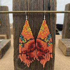 Peach Sky Dancer Beaded Earrings-1