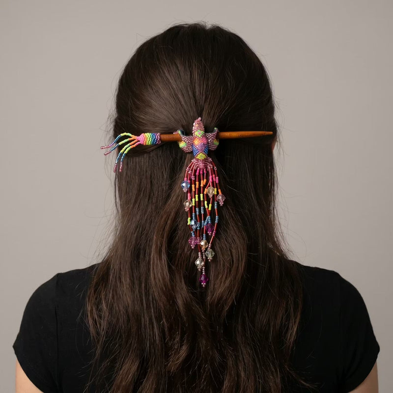 Rose Gold Hummingbird Beaded Hair Stick-1