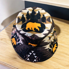 Bear Paw Trail Brown Native Style Bucket Hat-2
