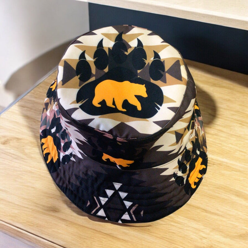 Bear Paw Trail Brown Native Style Bucket Hat-2