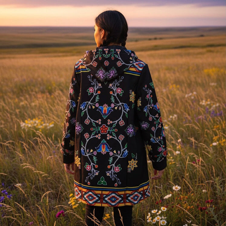 Sihu Noir flowers 3/4-Length Coat-1