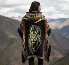 Lion head HandMade Wool Poncho-2