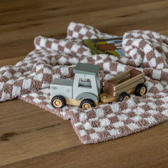Chocolate Milk & White Check Print Toddler Blanket-4