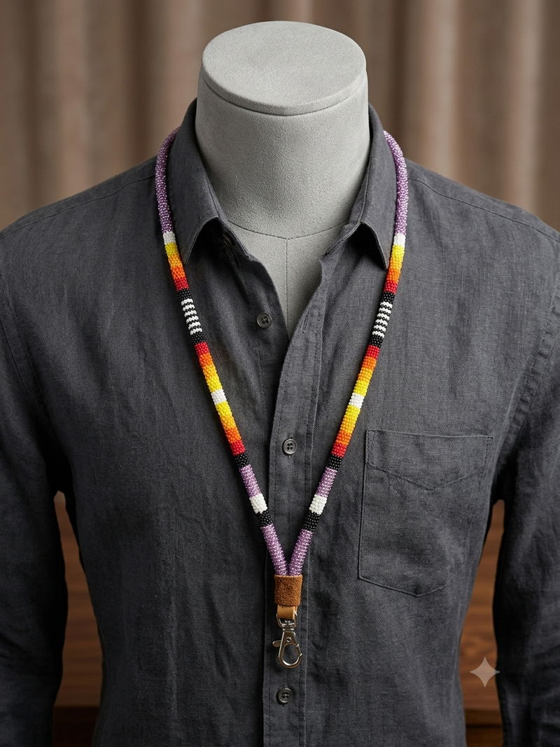 Round Beaded Lanyard(Purple)-2
