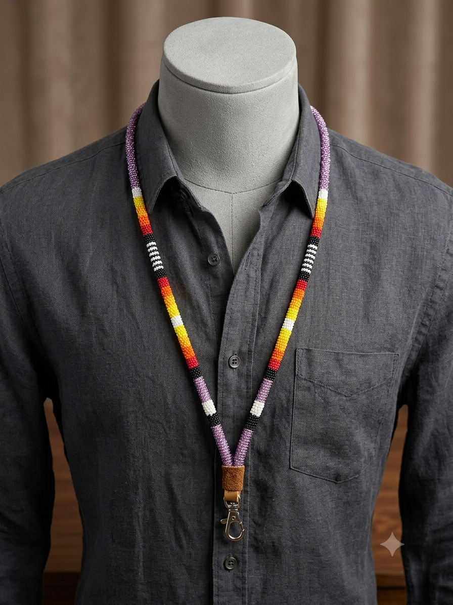 Round Beaded Lanyard(Purple)-2