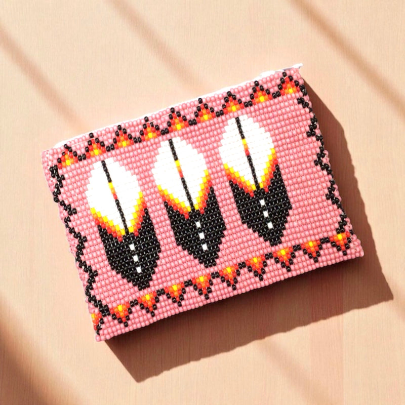 Feather Beaded coin purse-3