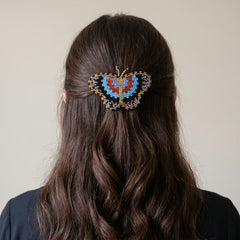 Light Blue Butterfly Beaded Barrette-2