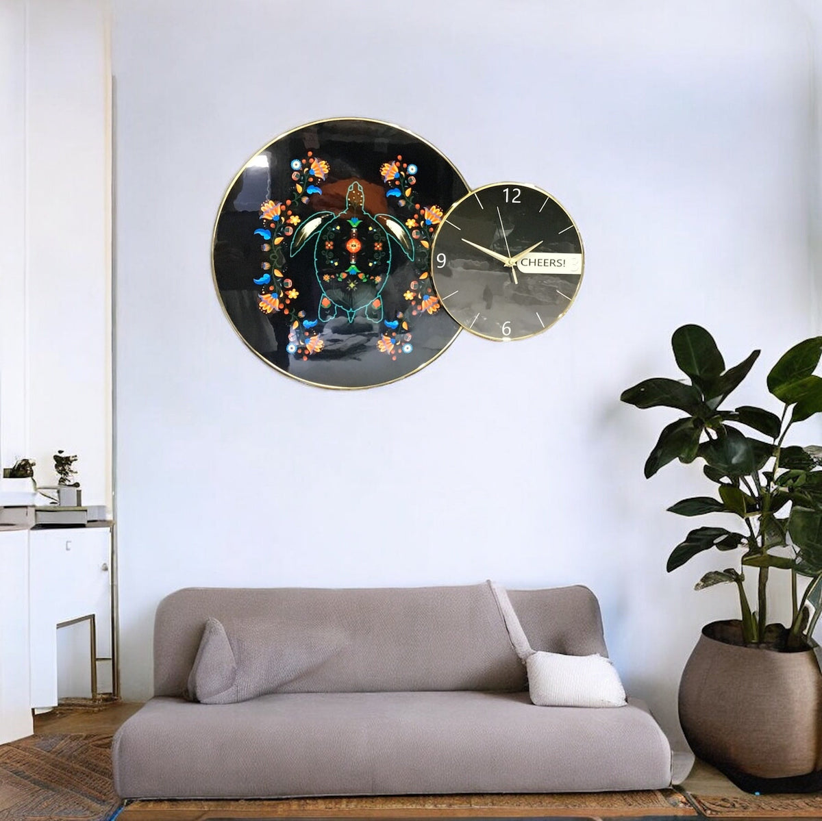 Turtle Black Native Wall Clock-2