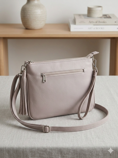 Leather beaded Crossbody bag(Beige)-4