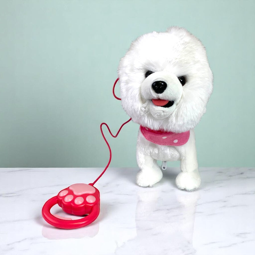 Large Interactive Electric White Walking Dog Plush Toy-1