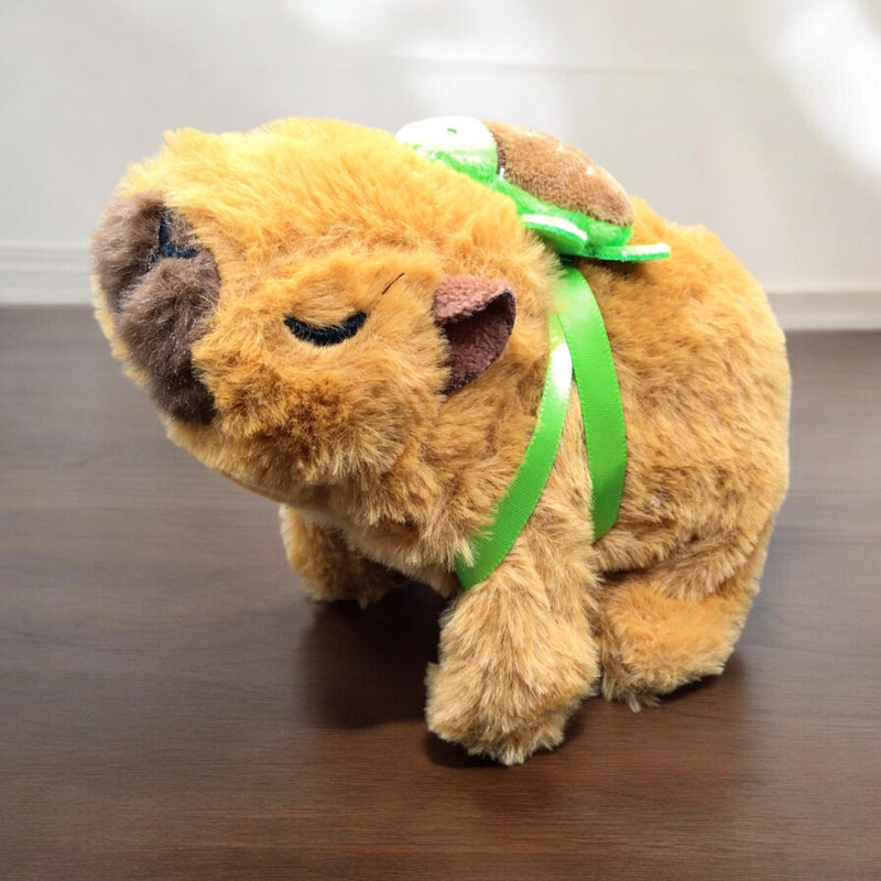 Interactive Electric Capybara Plush Toy with Turtle Backpack-2