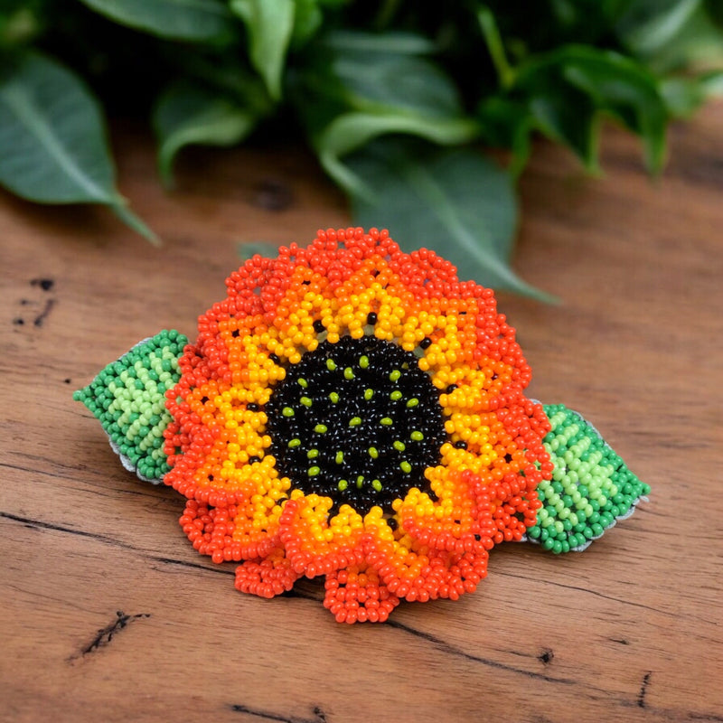 Handmade Beaded Sunflower Hair Clip-Yellow-2