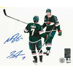 Brock Faber & Matthew Boldy Autographed Minnesota Wild Goal Celebration 8x10 Photo-1