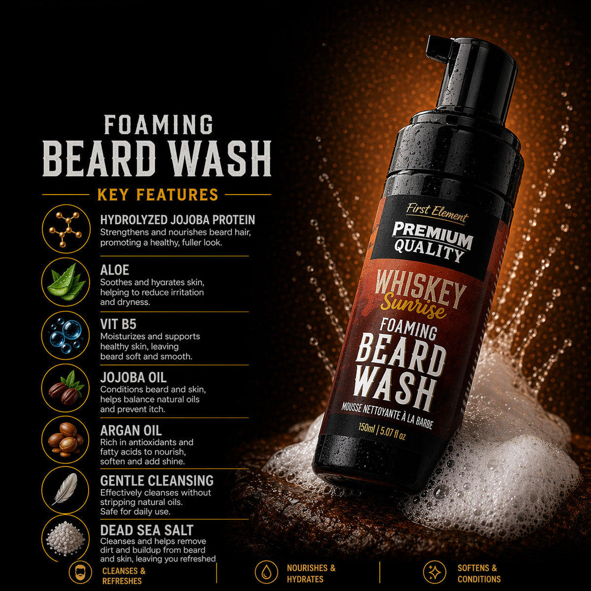 Foaming Beard Wash - Whiskey Sunrise-3