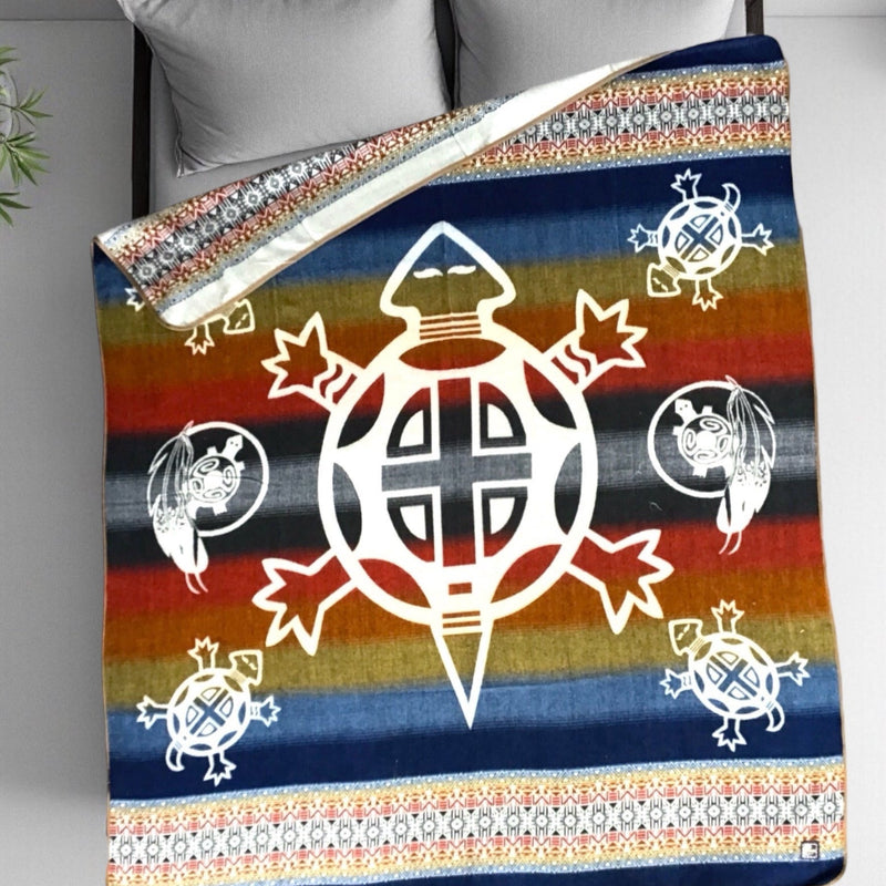 Turtle and feathers Reversible Alpaca Blanket-2