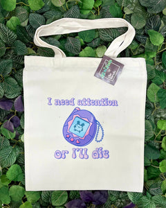 I Need Attention Tamagotchi Tote Bag-1