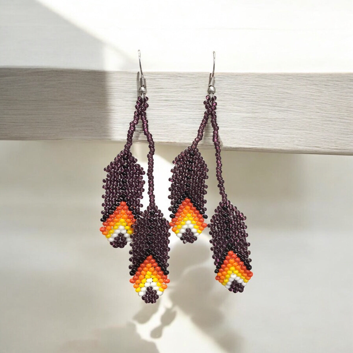 blackberry beaded Feather earrings-2