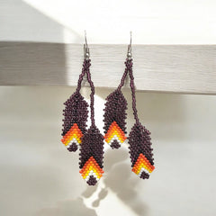 blackberry beaded Feather earrings-2