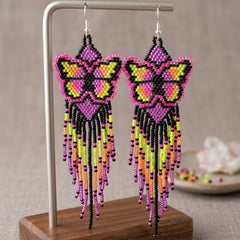 Pink / purple bead Dancing Wing Earrings-2
