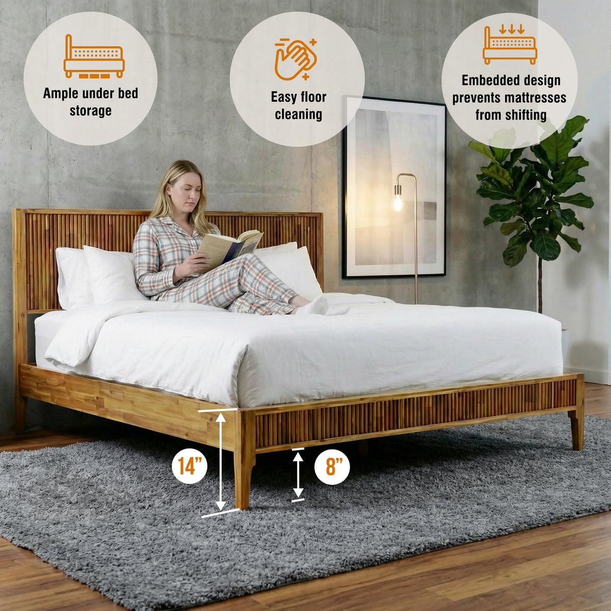 Bosk Solid Wood Bed Frame-14