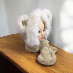 Soft Plush Hat w/ scarf (Panda)-6