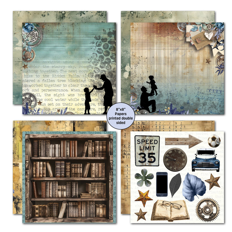 3Quarter Designs Father Figure 8x8 Paper Pack-4