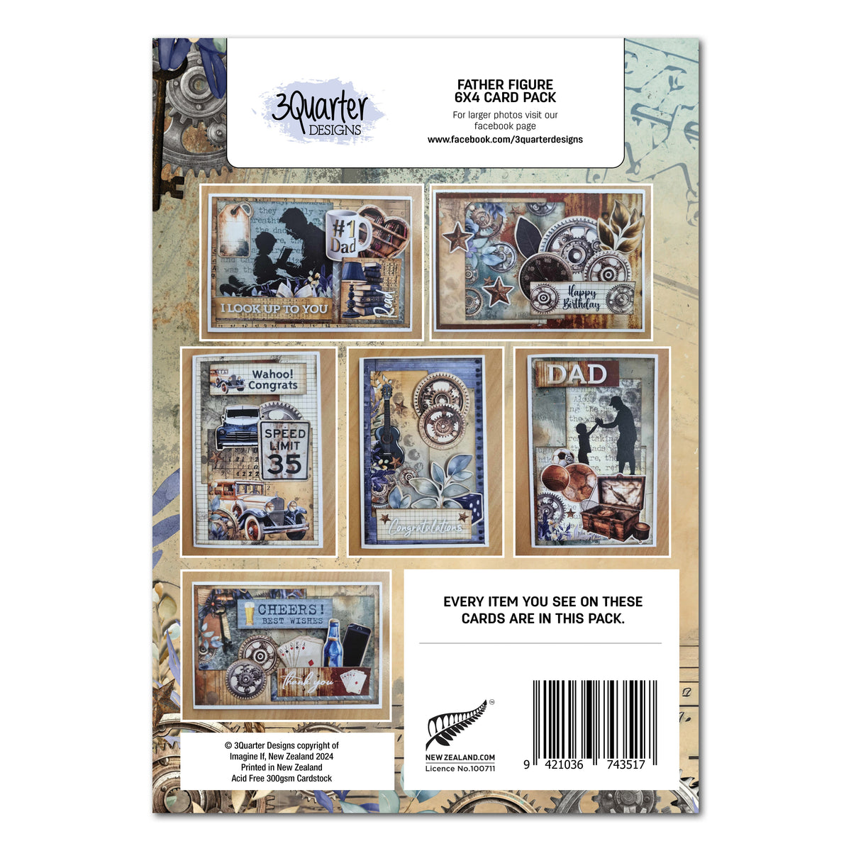 3Quarter Designs Father Figure 6x4 Card Pack-2