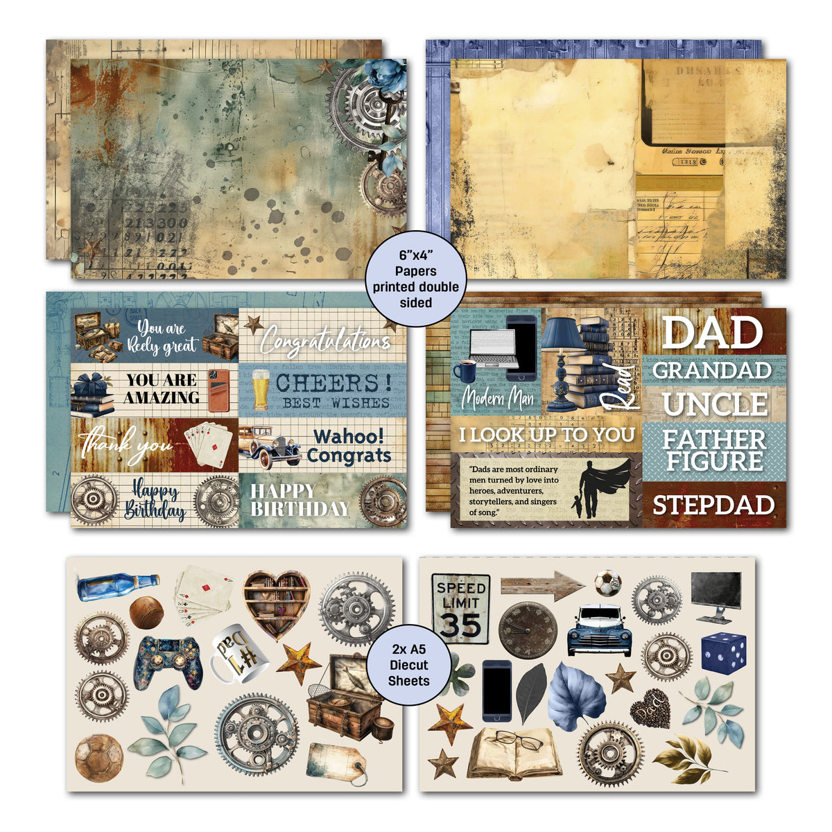 3Quarter Designs Father Figure 6x4 Card Pack-5