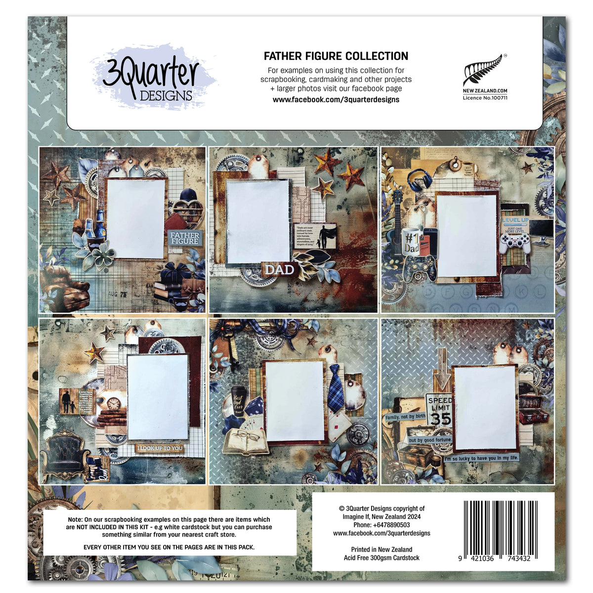 3Quarter Designs Father Figure 12x12 Design Paper & Diecuts Set-2
