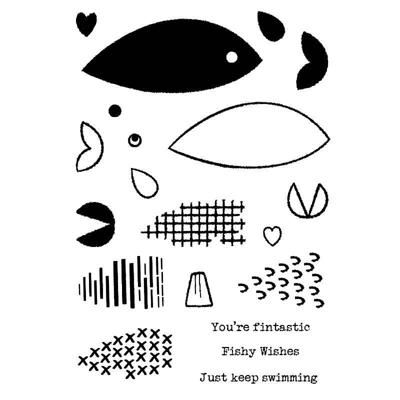 Woodware Clear Singles Build A Fish 6 in x 8 in Stamp-4