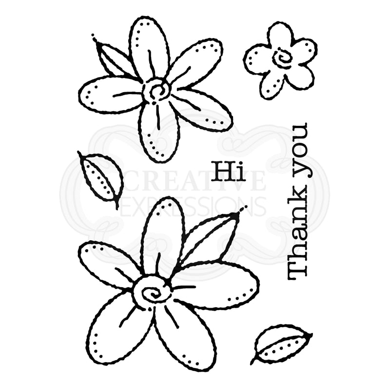 Woodware Clear Singles Daisies 3.8 in x 2.6 in Stamp-7