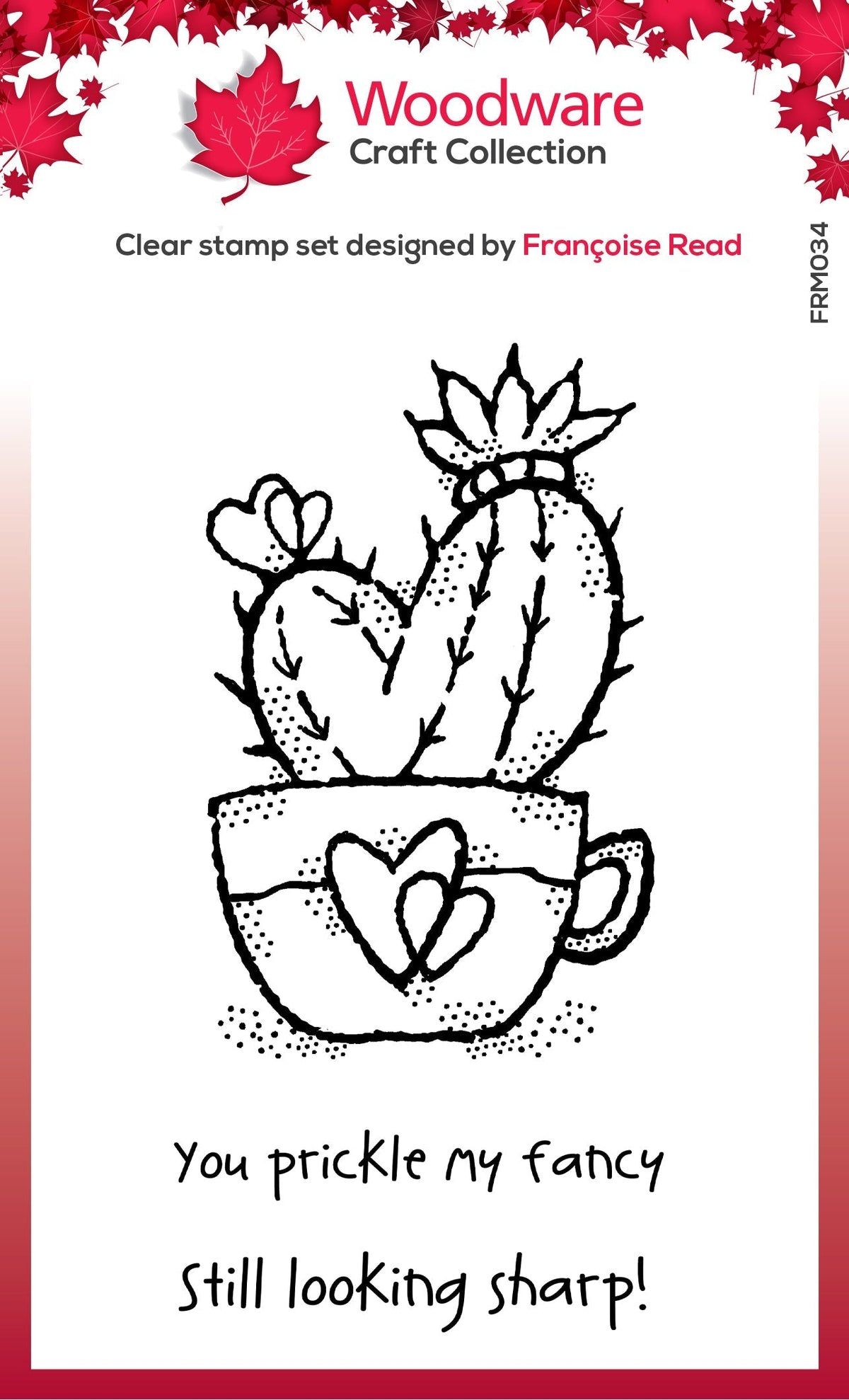 Woodware Clear Singles Heart Cactus 3.8 in x 2.6 in Stamp-1