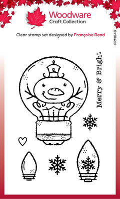 Woodware Clear Singles Snowman Light Bulb 3 in x 4 in Stamp-1