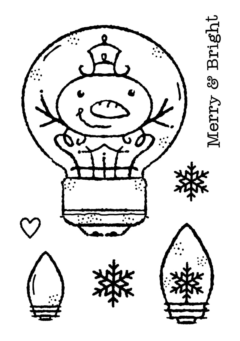 Woodware Clear Singles Snowman Light Bulb 3 in x 4 in Stamp-3