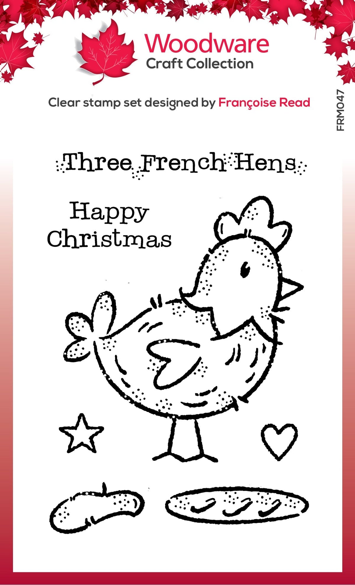 Woodware Clear Singles French Hen 3 in x 4 in Stamp-1