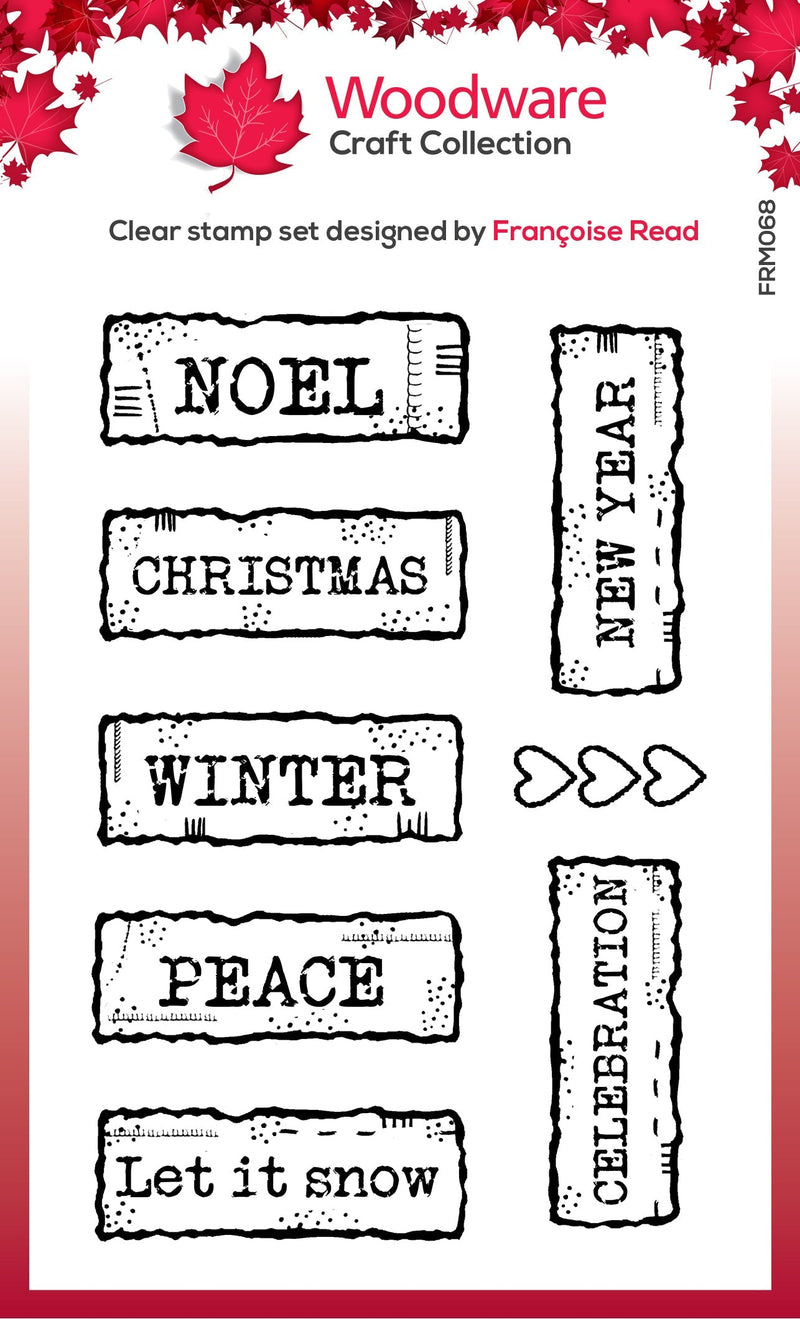 Tampon Woodware Clear Singles Étiquettes de Noël Scrapbooking 3 po x 4 po-1