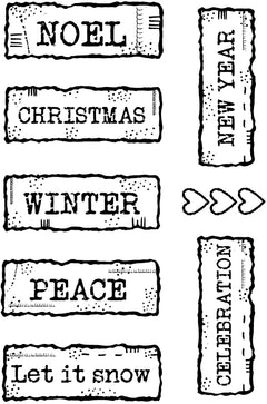 Tampon Woodware Clear Singles Étiquettes de Noël Scrapbooking 3 po x 4 po-10