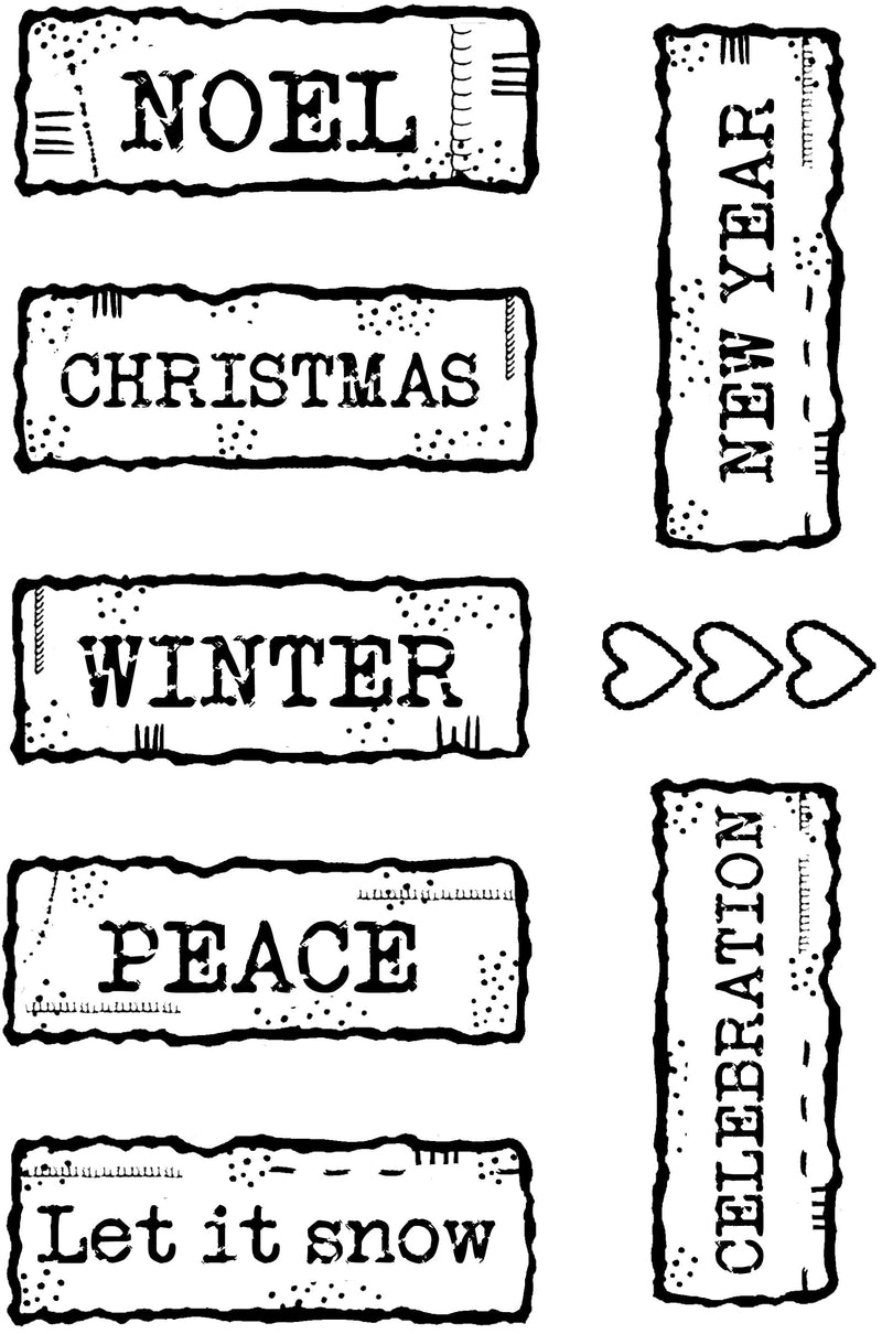 Tampon Woodware Clear Singles Étiquettes de Noël Scrapbooking 3 po x 4 po-10